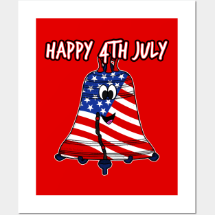 Happy 4th July Kids The Liberty Bell American Flag Posters and Art